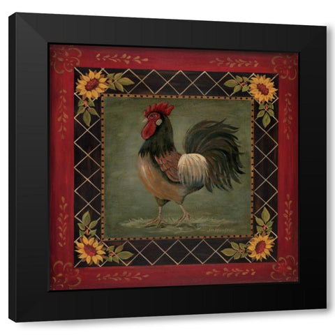 Sunflower Rooster II Black Modern Wood Framed Art Print with Double Matting by Moulton, Jo