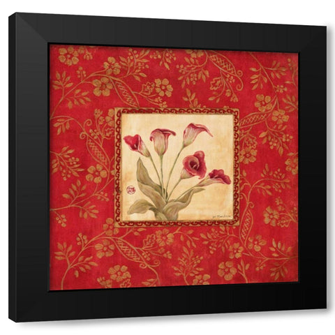 Orchids in Red Black Modern Wood Framed Art Print by Moulton, Jo