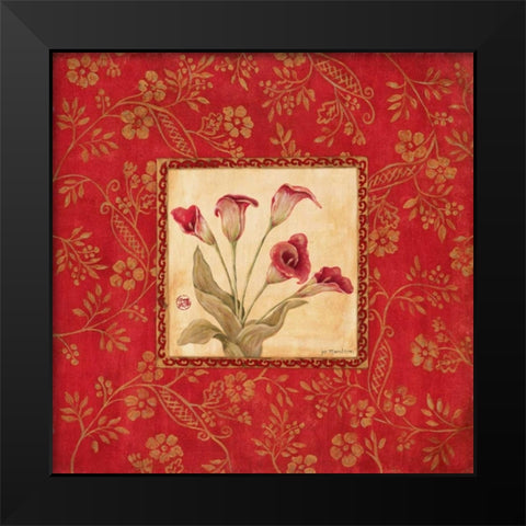 Orchids in Red Black Modern Wood Framed Art Print by Moulton, Jo