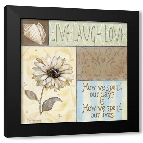 Live Laugh Love Black Modern Wood Framed Art Print by Moulton, Jo