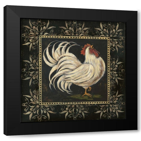 Black and White Rooster I Black Modern Wood Framed Art Print with Double Matting by Moulton, Jo