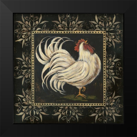Black and White Rooster I Black Modern Wood Framed Art Print by Moulton, Jo