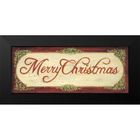 Merry Christmas Black Modern Wood Framed Art Print by Moulton, Jo