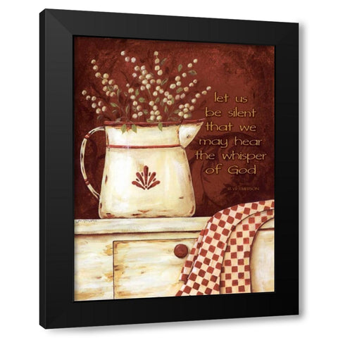 Let Us Be Silent Black Modern Wood Framed Art Print by Moulton, Jo
