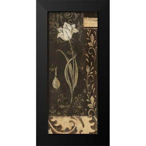 Black and White Tulip Black Modern Wood Framed Art Print by Moulton, Jo