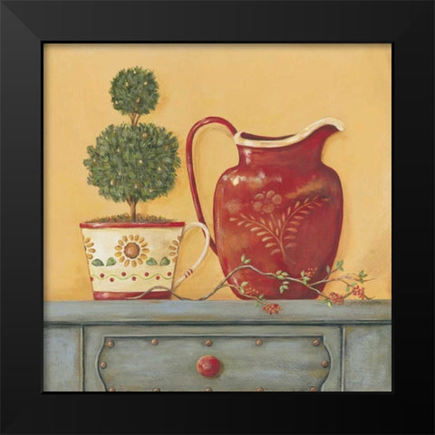 Red Vase Black Modern Wood Framed Art Print by Moulton, Jo