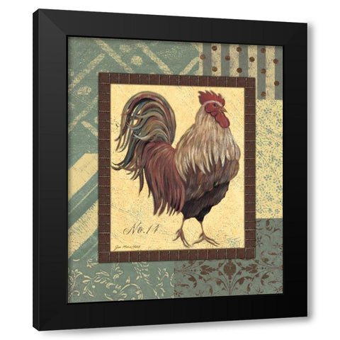 Rooster No. 14 Black Modern Wood Framed Art Print with Double Matting by Moulton, Jo