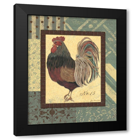 Rooster No. 15 Black Modern Wood Framed Art Print by Moulton, Jo