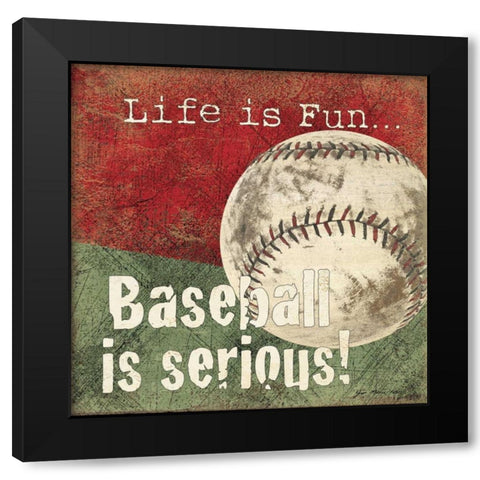 Baseball Black Modern Wood Framed Art Print by Moulton, Jo