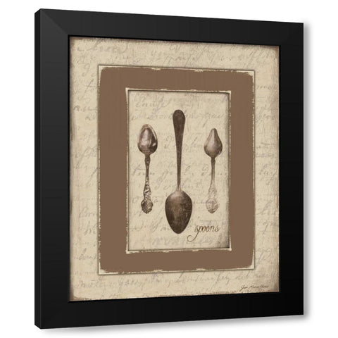 Spoons Black Modern Wood Framed Art Print by Moulton, Jo