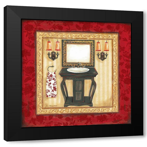 Red Demask Bath II Black Modern Wood Framed Art Print by Moulton, Jo