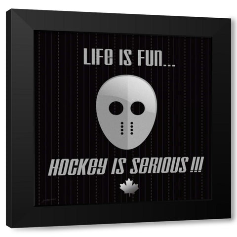 Hockey Is Serious Black Modern Wood Framed Art Print by Moulton, Jo