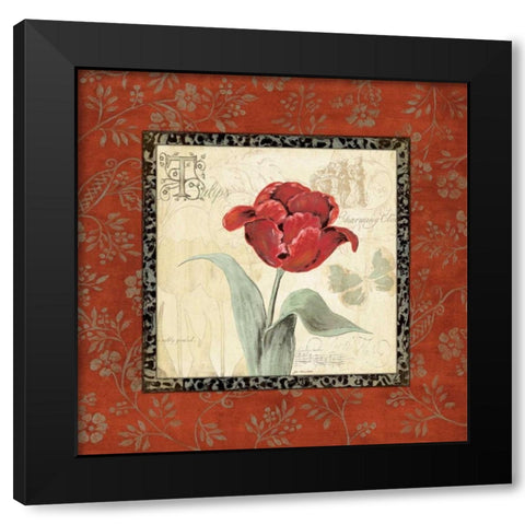 Royal Reds I Black Modern Wood Framed Art Print with Double Matting by Moulton, Jo