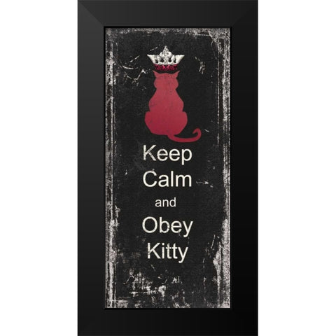 Obey Kitty Black Modern Wood Framed Art Print by Moulton, Jo