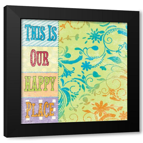 Happy Place Black Modern Wood Framed Art Print with Double Matting by Moulton, Jo