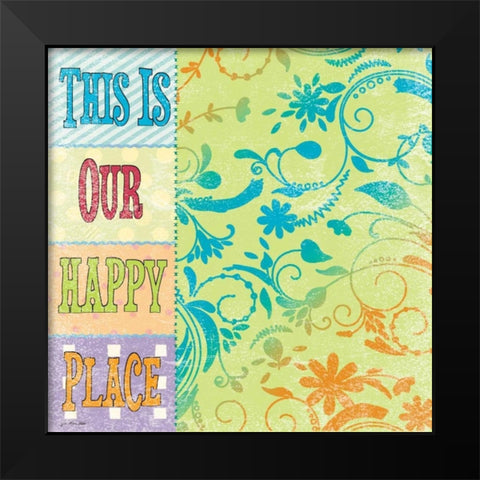 Happy Place Black Modern Wood Framed Art Print by Moulton, Jo