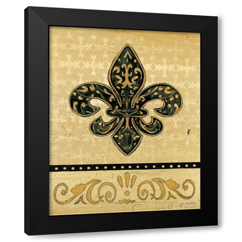 Golden Fleur De Lis Black Modern Wood Framed Art Print by Moulton, Jo