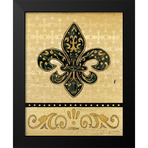 Golden Fleur De Lis Black Modern Wood Framed Art Print by Moulton, Jo