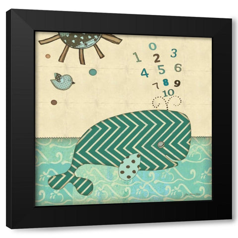 Number Whale Black Modern Wood Framed Art Print with Double Matting by Moulton, Jo