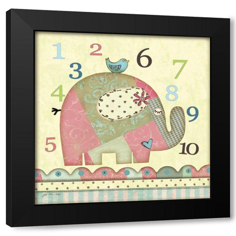 Number Elephant Black Modern Wood Framed Art Print by Moulton, Jo