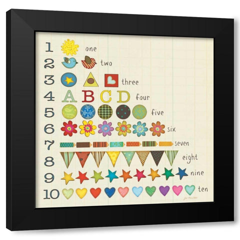 Lets Count! Black Modern Wood Framed Art Print by Moulton, Jo