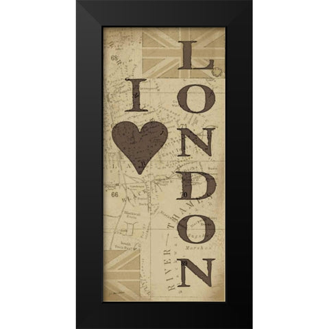 I Love London Black Modern Wood Framed Art Print by Moulton, Jo