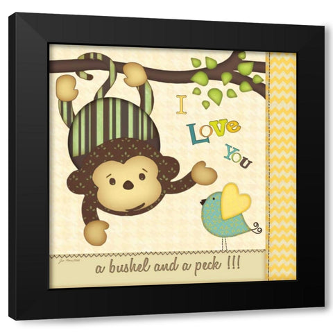 I Love You Monkey Black Modern Wood Framed Art Print with Double Matting by Moulton, Jo