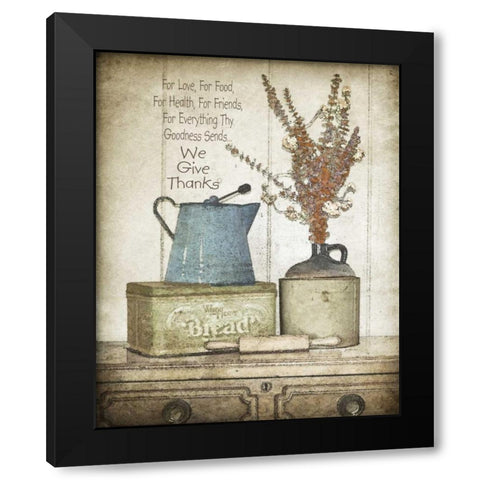 We Give Thanks Black Modern Wood Framed Art Print with Double Matting by Moulton, Jo