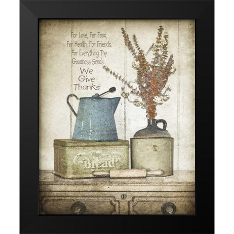 We Give Thanks Black Modern Wood Framed Art Print by Moulton, Jo