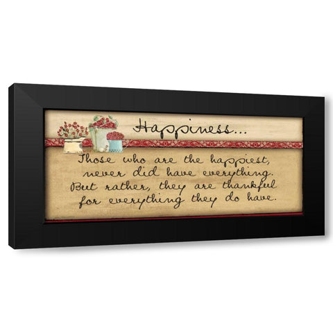 Happiness - Blue Black Modern Wood Framed Art Print with Double Matting by Moulton, Jo