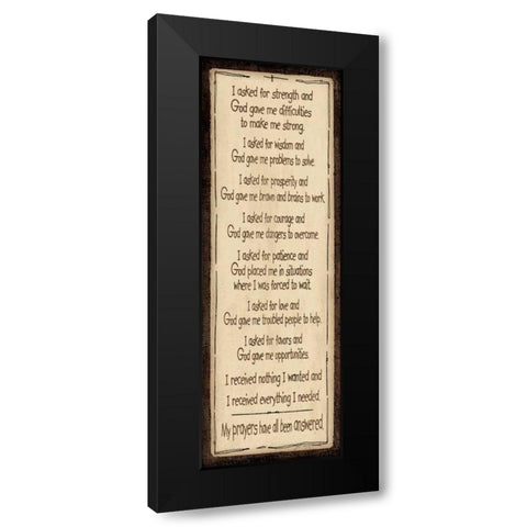 Answered Prayers Black Modern Wood Framed Art Print by Moulton, Jo