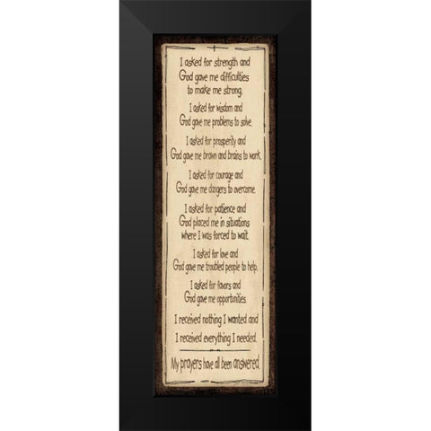 Answered Prayers Black Modern Wood Framed Art Print by Moulton, Jo