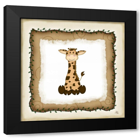 Safari Giraffe Black Modern Wood Framed Art Print by Pugh, Jennifer