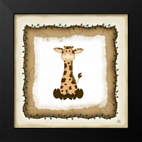 Safari Giraffe Black Modern Wood Framed Art Print by Pugh, Jennifer