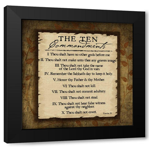 The Ten Commandments Black Modern Wood Framed Art Print by Pugh, Jennifer