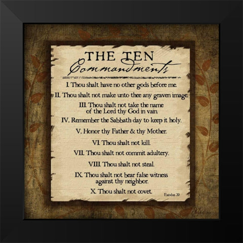 The Ten Commandments Black Modern Wood Framed Art Print by Pugh, Jennifer