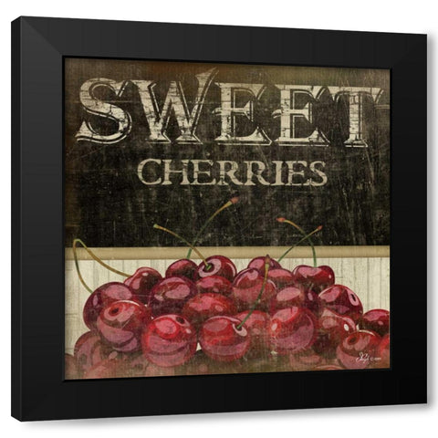 Sweet Cherries Black Modern Wood Framed Art Print with Double Matting by Pugh, Jennifer