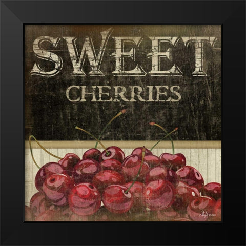 Sweet Cherries Black Modern Wood Framed Art Print by Pugh, Jennifer