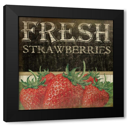 Fresh Strawberries Black Modern Wood Framed Art Print by Pugh, Jennifer