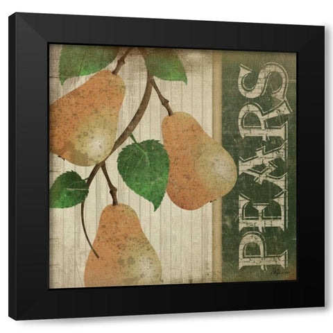 Pears Black Modern Wood Framed Art Print with Double Matting by Pugh, Jennifer