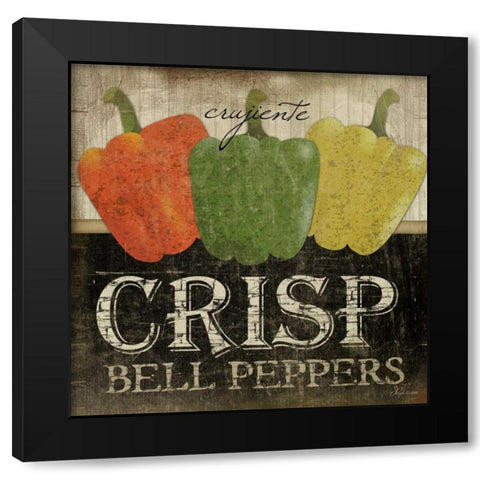 Crisp Bell Peppers Black Modern Wood Framed Art Print with Double Matting by Pugh, Jennifer