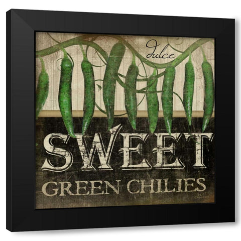 Sweet Green Chilies Black Modern Wood Framed Art Print with Double Matting by Pugh, Jennifer