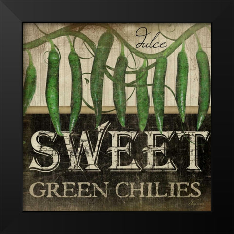 Sweet Green Chilies Black Modern Wood Framed Art Print by Pugh, Jennifer