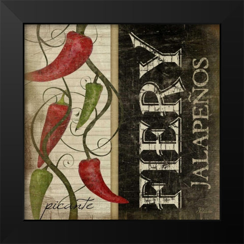 Fiery Jalapenos Black Modern Wood Framed Art Print by Pugh, Jennifer