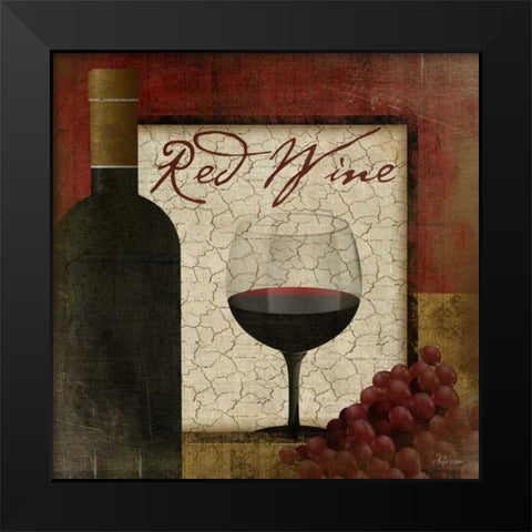 Red Wine Black Modern Wood Framed Art Print by Pugh, Jennifer