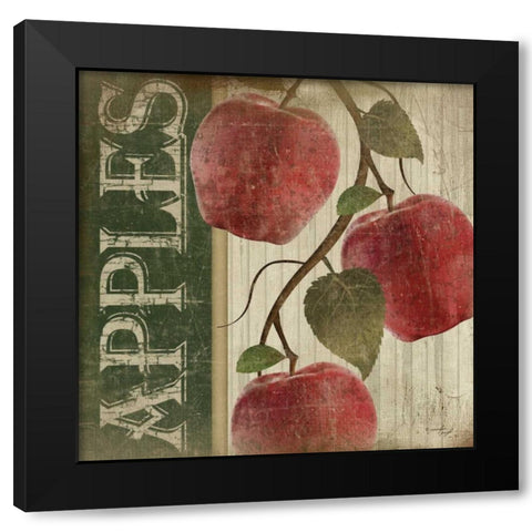 Red Apples Black Modern Wood Framed Art Print with Double Matting by Pugh, Jennifer