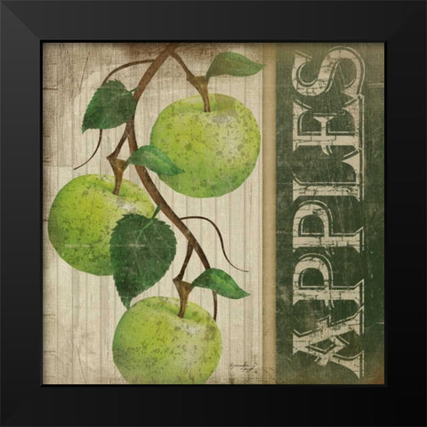 Green Apples Black Modern Wood Framed Art Print by Pugh, Jennifer