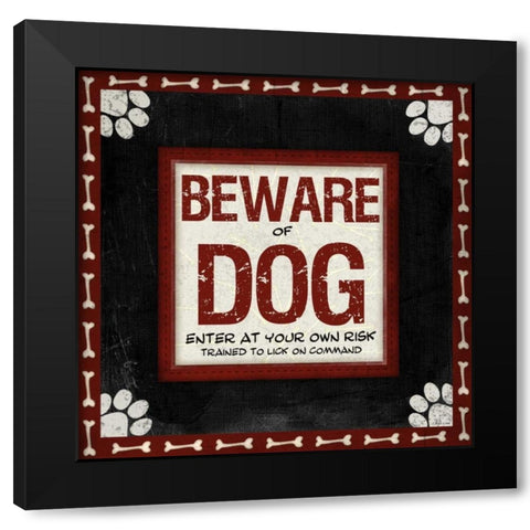 Beware of Dog Black Modern Wood Framed Art Print with Double Matting by Pugh, Jennifer