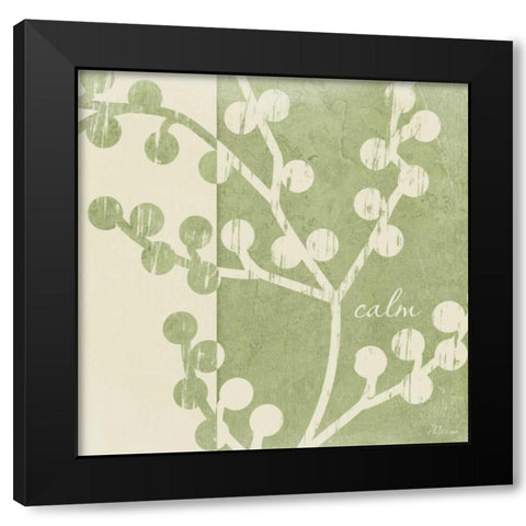 Green - Cream Calm Black Modern Wood Framed Art Print by Pugh, Jennifer