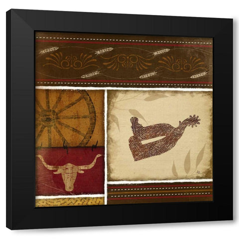 Western Spur - Red Black Modern Wood Framed Art Print with Double Matting by Pugh, Jennifer